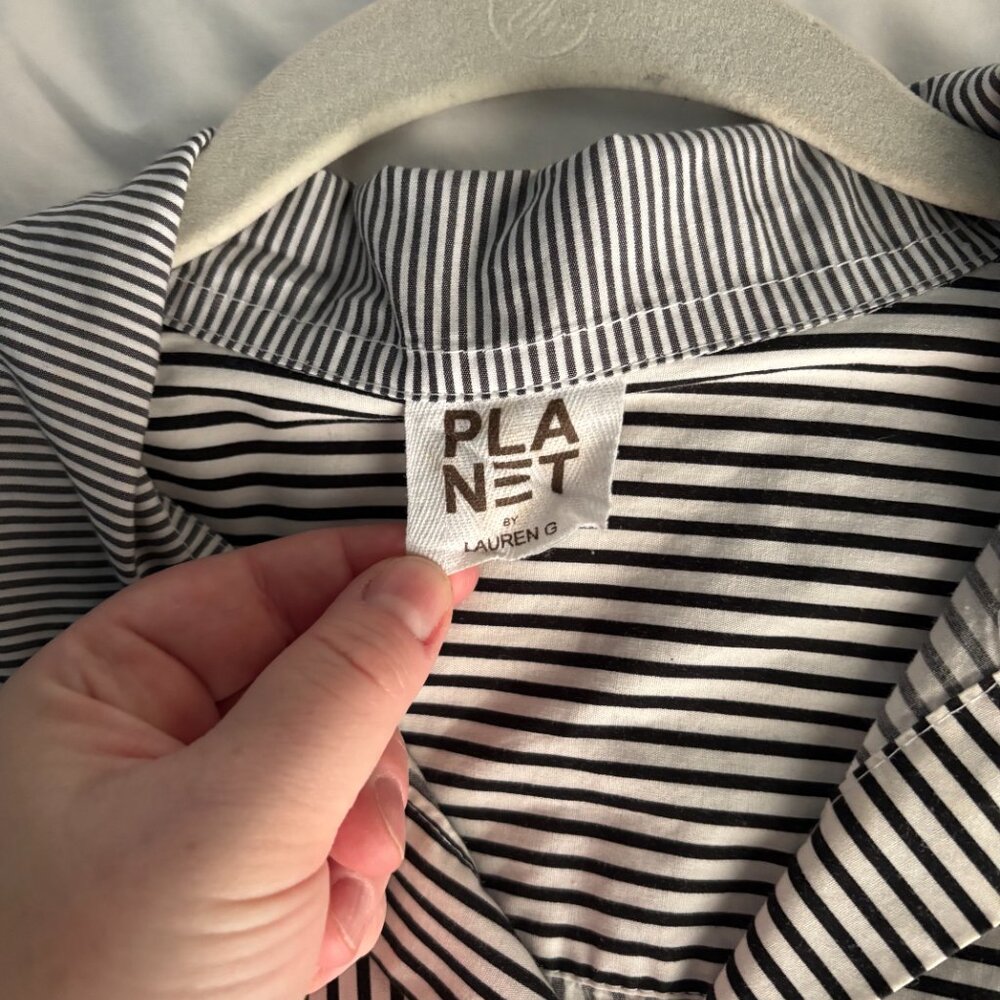 Planet By Lauren G Stripe Smock Button-Up Tunic T… - image 2